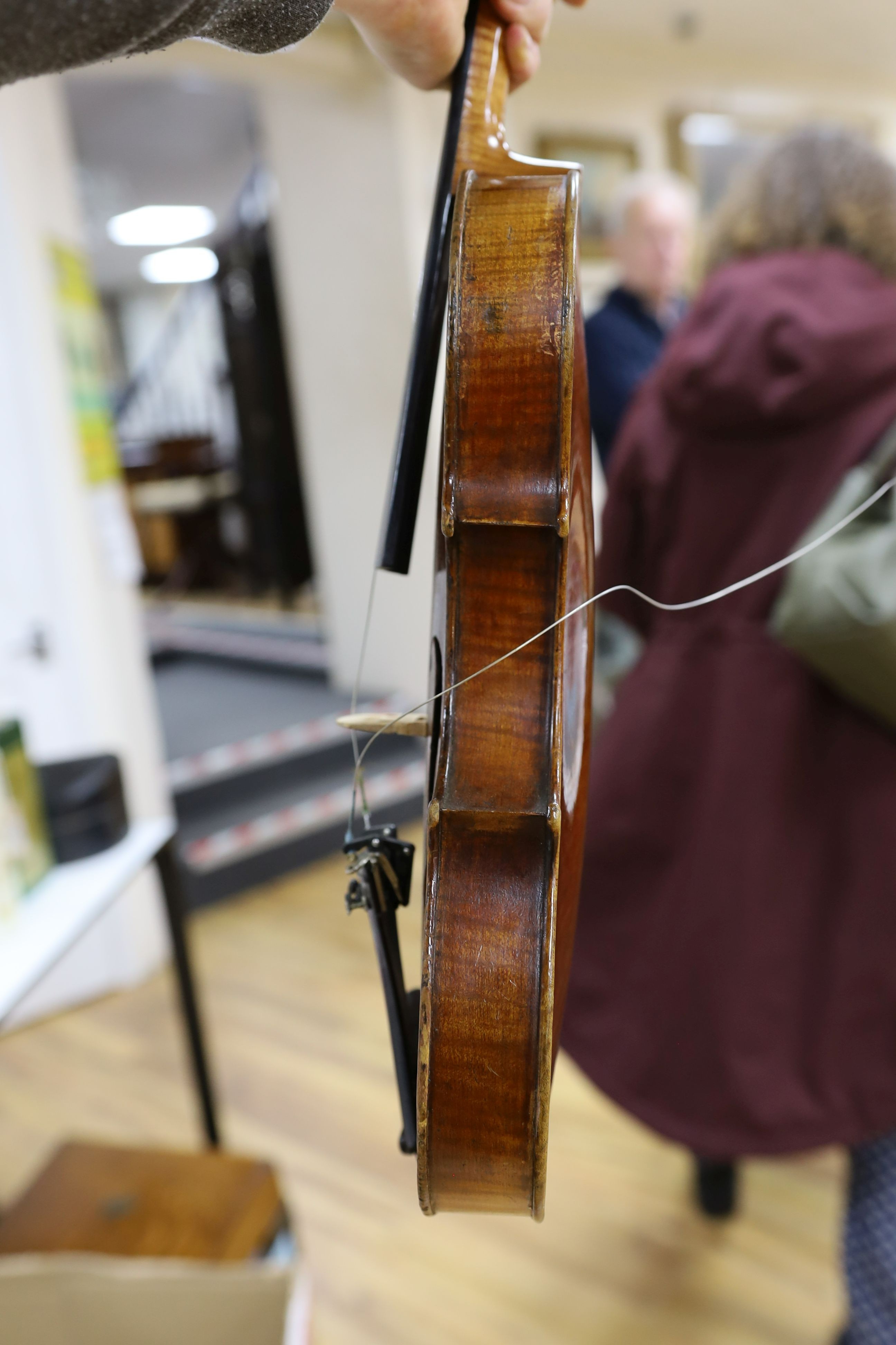 A 19th century cased violin, possibly John Walker